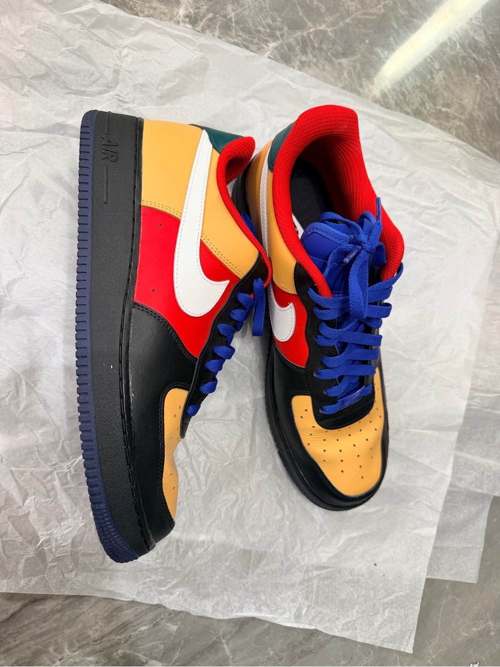 Nike Air Force One Low Multicolor Sneakers - Red, Blue, Black, Tan